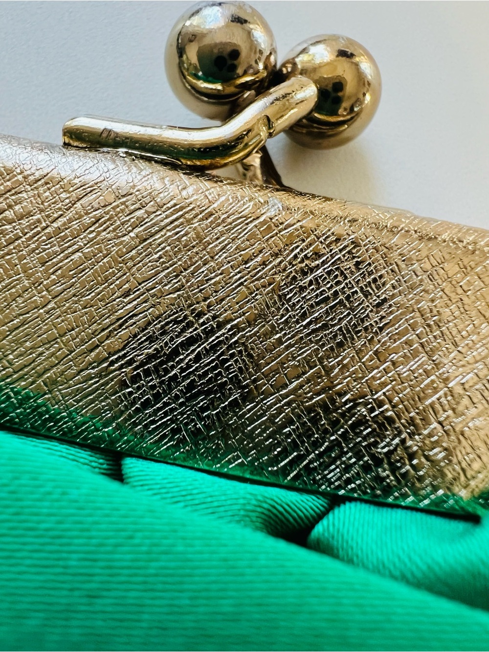 Vintage Emerald Green Textile Evening Clutch Bag 1960s - Picture 15 of 16